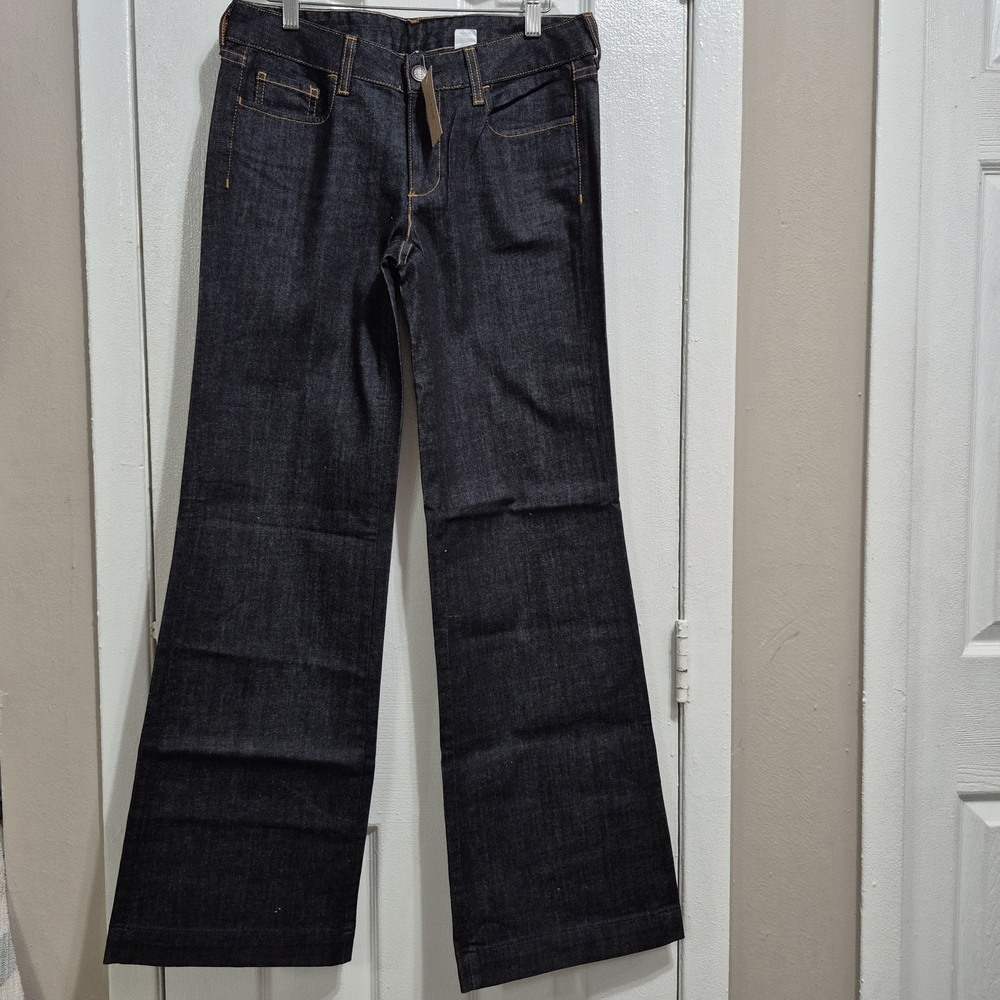J. Crew Dark Indigo Wide-Leg Jeans with Contrast Stitching